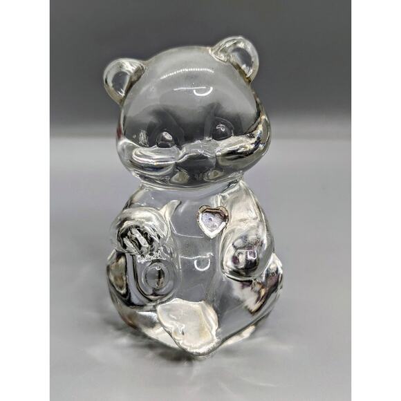 Fenton Art 4in Teddy Bear Crystal Clear Glass Figurine Paperweight Vintage - Picture 1 of 7